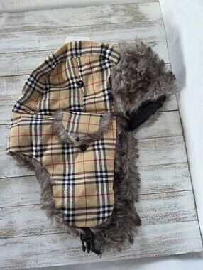 NWT Brown Plaid Trapper Hat